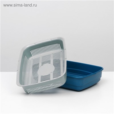 Лоток большой с сеткой и бортиком Atlantis «Стандарт», 43×33×12.5 см, синий