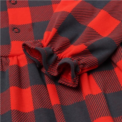 Платье и повязка Крошка Я «Клеточка», рост 74-80 см, красный