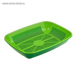 Туалет для кошек, 33.5×25×6 см, округлый, с сеткой, пластик, темно-зелёный, светло-зелёный