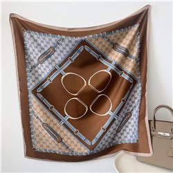 Платок шелковый на голову и шею весенний, мультицвет