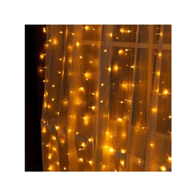 Гирлянда «Занавес» 2×3 м, IP20, прозрачная нить, 720 LED, свечение жёлтое, 8 режимов, 220 В