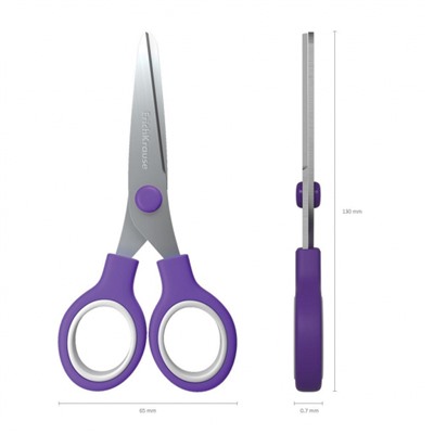 Ножницы детские 130 мм "Юниор" с пластиковым чехлом и именным стикером, в блистере 58196 ErichKrause