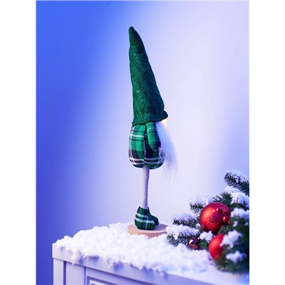 Фигура «Гном в зелёном» 54 см, текстиль, 1 LED, от батареек AG13×3, свечение тёплое белое