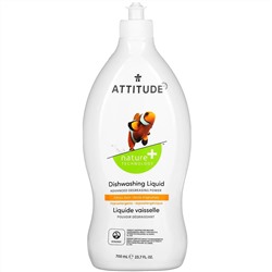 ATTITUDE, жидкость для мытья посуды, цедра лимона, 700 мл (23,7 жидк. унции)