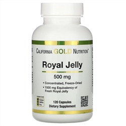 California Gold Nutrition, маточное молочко, сублимированный концентрат, 500 мг, 120 растительных капсул