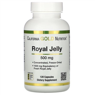 California Gold Nutrition, маточное молочко, сублимированный концентрат, 500 мг, 120 растительных капсул