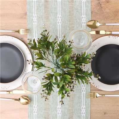 Дорожка на стол «Этель» 30×180 см, зелёная