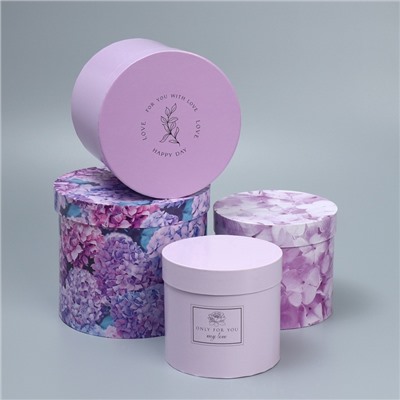 Набор коробок для цветов 4 в 1, упаковка подарочная, «Лаванда», 14×14×13 см - 20×20×17.5 см