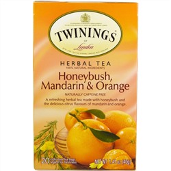 Twinings, травяной чай, ханибуш, мандарин и апельсин, без кофеина, 20 чайных пакетиков в индивидуальной упаковке, 40 г (1,41 унции)