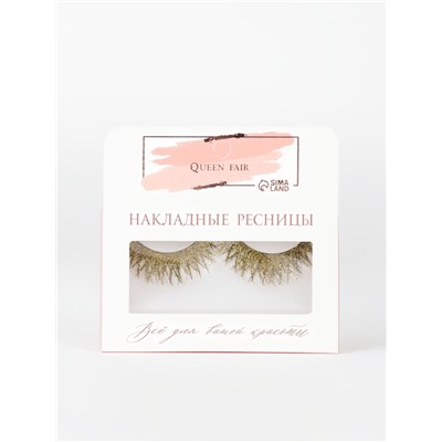 Ресницы накладные «Сияй», с блёстками, 14 мм, без клея, золотистые