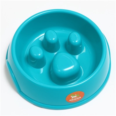 Миска для медленного кормления «Лапа», 800 мл, пластик, бирюзовая