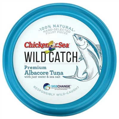 Chicken of the Sea, Wild Catch, длинноперый тунец премиального качества, 128 г (4,5 унции)