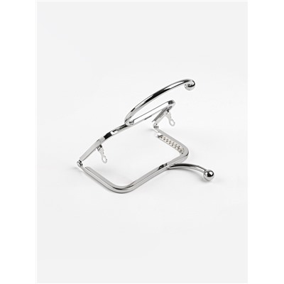 Фермуар пришивной, 12.5×7.5 см, с ручкой d=7.5×9 см, цвет серебряный