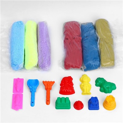 Набор для творчества 2 в 1 «Кинетический песок. Шариковый пластилин», 900 г, 10 формочек, МИКС