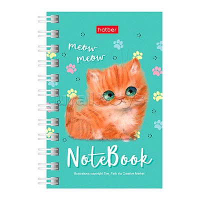 Записная книжка 40л. А7ф "Кошарики" клетка, на гребне