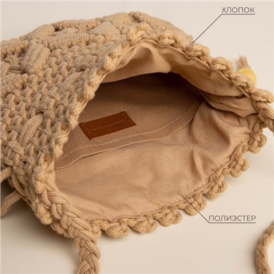 Сумка женская SL Home, ручное плетение, хлопок, длина ручек 55 см, 22×22 см