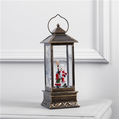 Светодиодная фигура «Фонарь с девочкой и снеговиком» 10×27×10 см, пластик, батарейки ААх3 (не в комплекте), USB, свечение тёплое белое