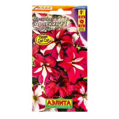 Семена цветов Петуния Арлекин Бургунди F1 крупноцветковая  (драже) С. Farao, Ц/П,5 шт.