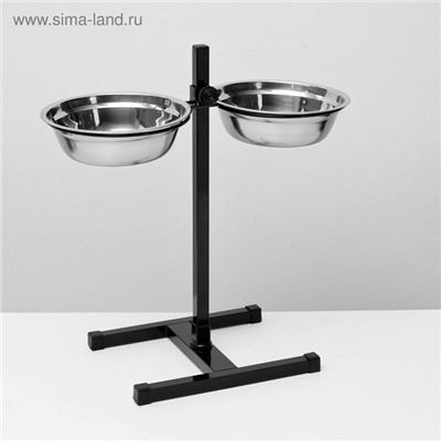 Подставка с мисками, 2×1.5 л, высота 50 см, разборная, чёрная
