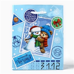Пакет подарочный новогодний ламинированный «Новогодняя посылка», S 12×15×5.5 см