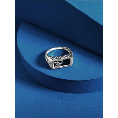 Кольцо из серебра с плавленым кварцем родированное - Скорпион К-3007р