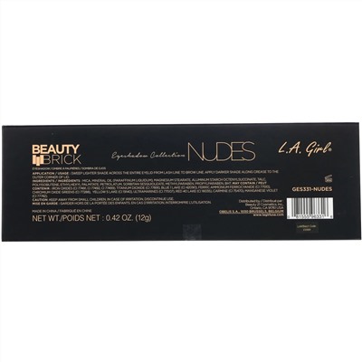 L.A. Girl, Палетка теней для век Beauty Brick, палитра Nudes, 12 г