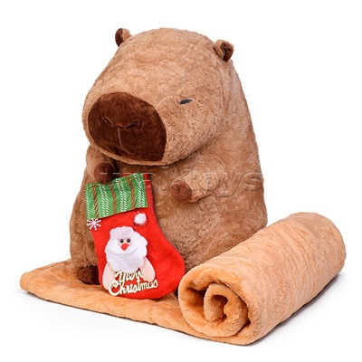 Мягкая игрушка "Капибара" с пледом (110х160)