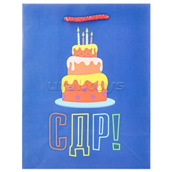 Бумажный пакет для сувенирной продукции с ламинацией, с шириной основания 17,8 cм, плотность бумаги 140 г/м2 / 17,8*22,9*9,8см