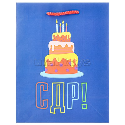 Бумажный пакет для сувенирной продукции с ламинацией, с шириной основания 17,8 cм, плотность бумаги 140 г/м2 / 17,8*22,9*9,8см