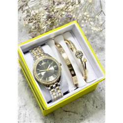 Подарочный набор для женщин часы, 2 браслета + коробка #22853025