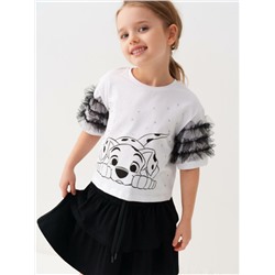 Комплект трикотажный для девочек: джемпер (футболка), юбка