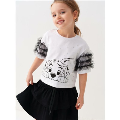 Комплект трикотажный для девочек: джемпер (футболка), юбка