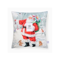 Наволочка декоративная новогодняя «Этель. Дед Мороз» 40×40 см, велюр