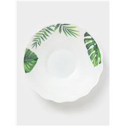 Салатник Доляна «Лист папоротника», 430 мл, d=15.5 см, стеклокерамика, белый