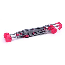 Коляска-трость для кукол, прогулочная, цвет серо-розовый