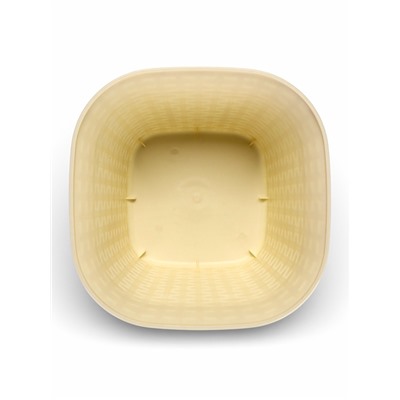 Кашпо для цветов «Ротанг», 6.9 л, 25.6×25.6×18.8 см, пластиковое, с поддоном, бежевое