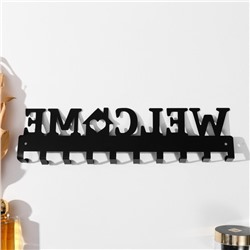 Крючки настенные «Добро пожаловать. Дом», ключница декоративная, чёрный, 1.9×32.9×8.2 см