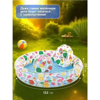 Бассейн надувной «Фрукты», 122×25 см, с кругом и мячом, от 2 лет, 59460NP INTEX