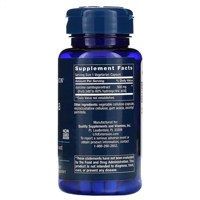 Life Extension, гарциния HCA, 90 вегетарианских капсул