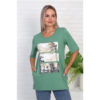 Футболка 786 с рисунком листья пальмы НАТАЛИ, 986272
