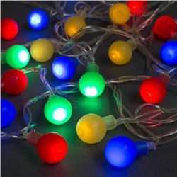 УЦЕНКА Гирлянда «Нить» 5 м с насадками «Шарики цветные», IP20, прозрачная нить, 30 LED, свечение мульти, 8 режимов, 220 В