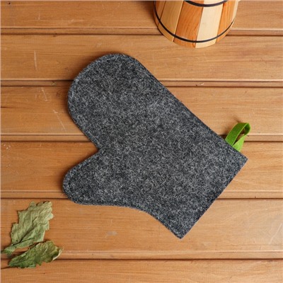 Рукавица для бани и сауны, войлок, серая