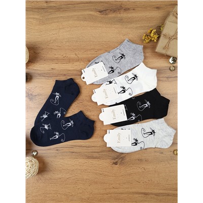 Носки р. 35-40 Кошка короткие / L804 /уп 10/1200/ ОДНА ПАРА/ МАРКА