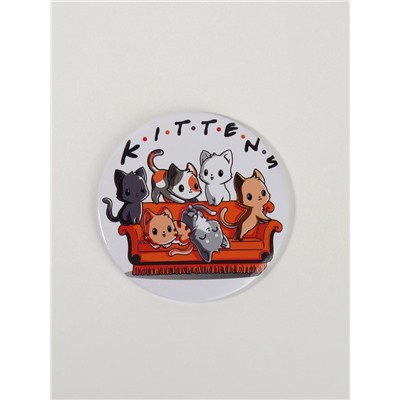 Зеркало карманное KITTENS, d=7 см, разноцветное