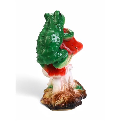 Садовая фигура из гипса «Лягушка на мухоморе» малая, 27 см