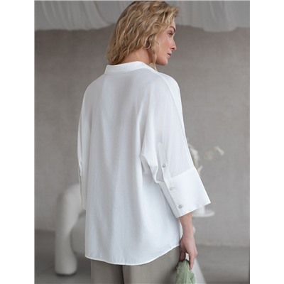 Блузка с цельнокроеным рукавом 3/4 из вискозы с добавлением хлопка