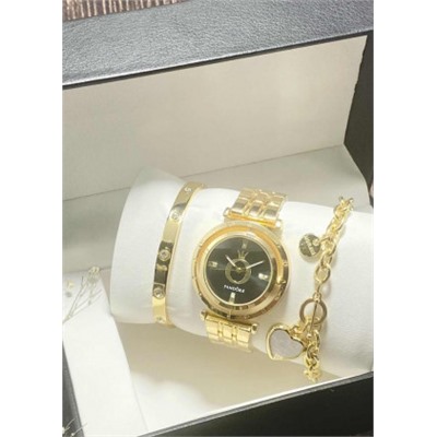Подарочный набор для женщин часы, 2 браслета + коробка #22852950