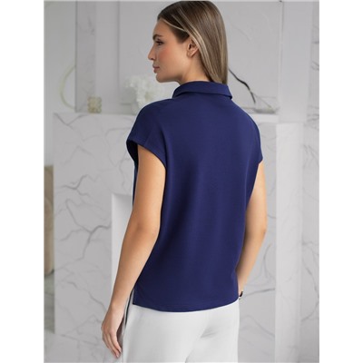 Футболка-поло из фактурного трикотажа