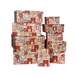 Коробка подарочная Прямоугольная 10 штук набор Новый год / M10-108 /уп 6/