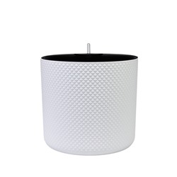 Кашпо для цветов «Фасет», 29 л, d=36 см, h=33 см, пластиковое, с автополивом, со вставкой, белое